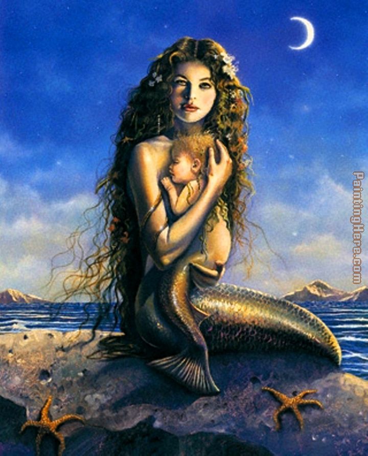 Mermaid Mother and Baby painting - Unknown Artist Mermaid Mother and Baby art painting